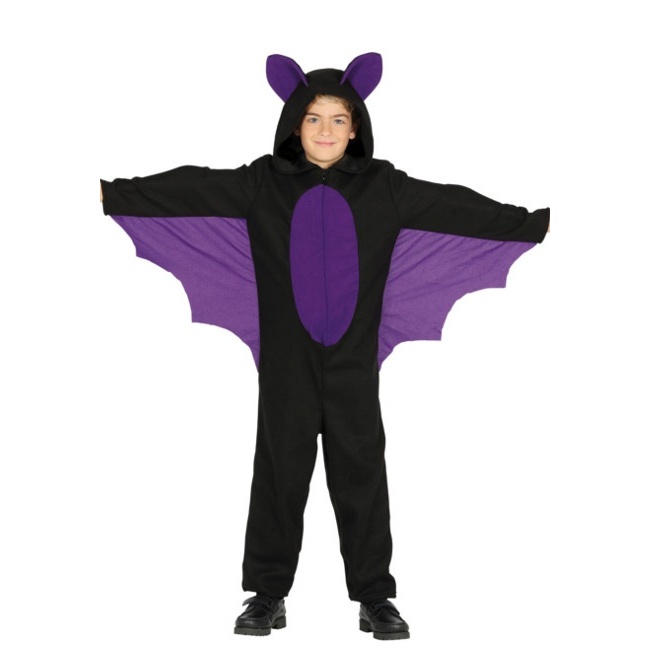 Vista principal del disfraz de murciélago en tallas 3 a 12 años