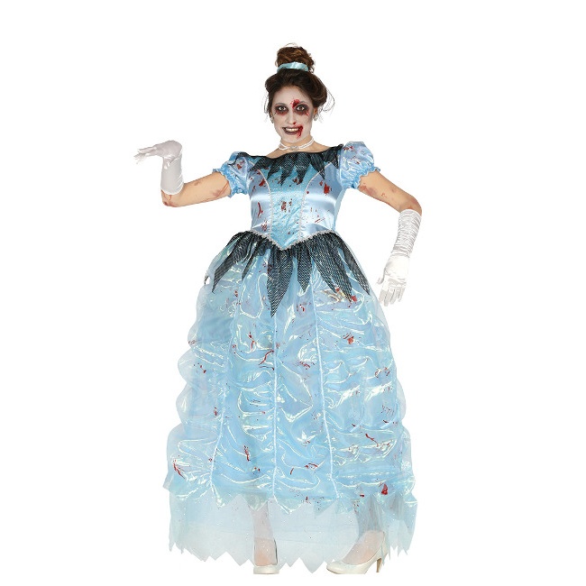 Vista principal del disfraz de princesa zombie en stock