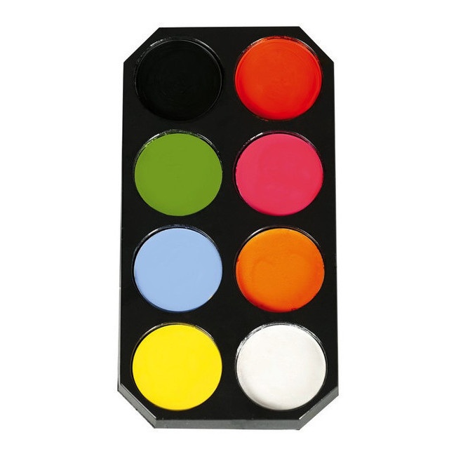 Vista principal del paleta de maquillaje al agua - 8 colores en stock
