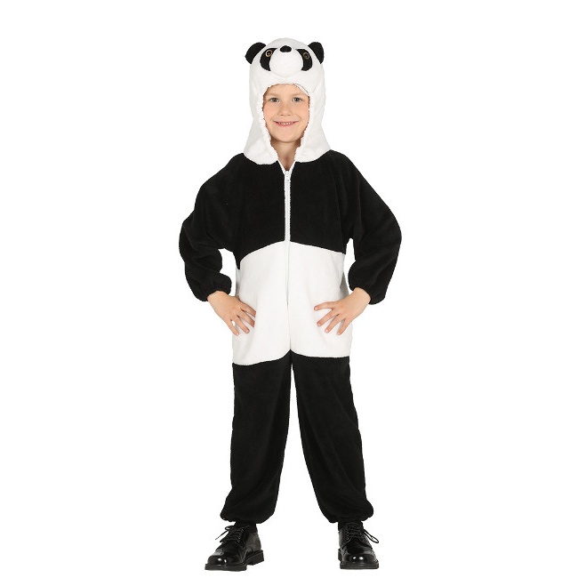 Vista delantera del disfraz de oso panda en tallas 3 a 6 años