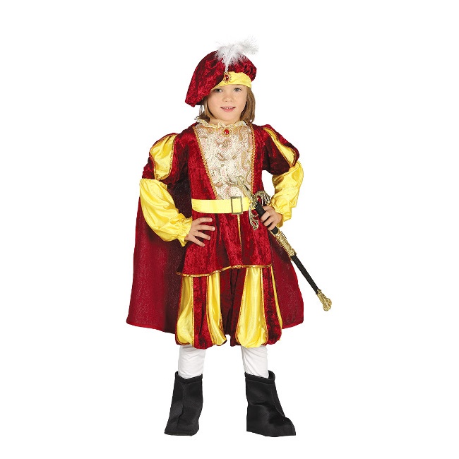 Vista frontal del disfraz de príncipe en tallas 3 a 9 años