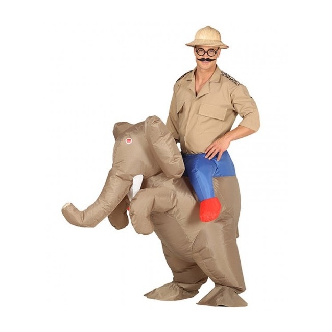 Vista principal del disfraz de adulto a hombros de elefante en stock