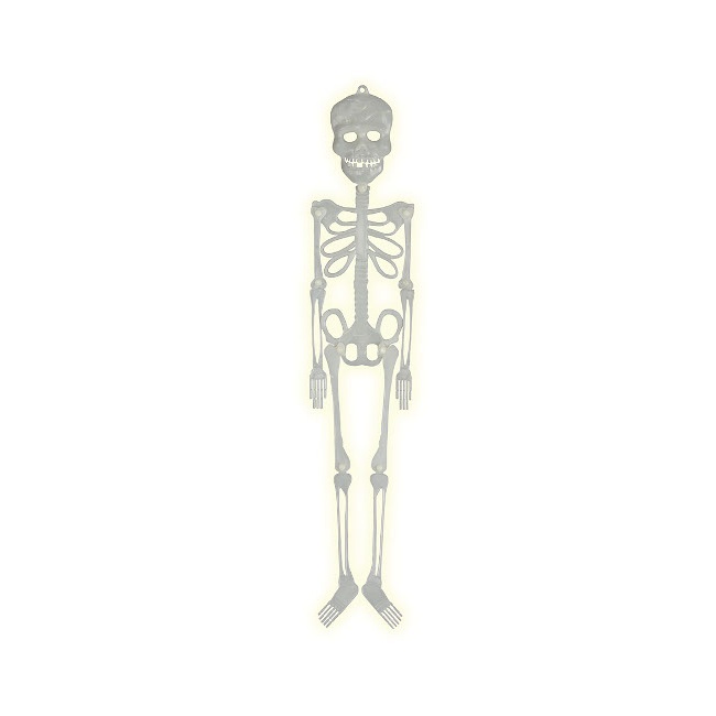 Vista frontal del colgante de esqueleto fluorescente - 75 cm en stock