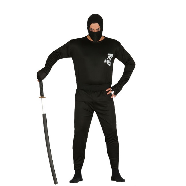 Vista principal del disfraz de ninja negro en stock