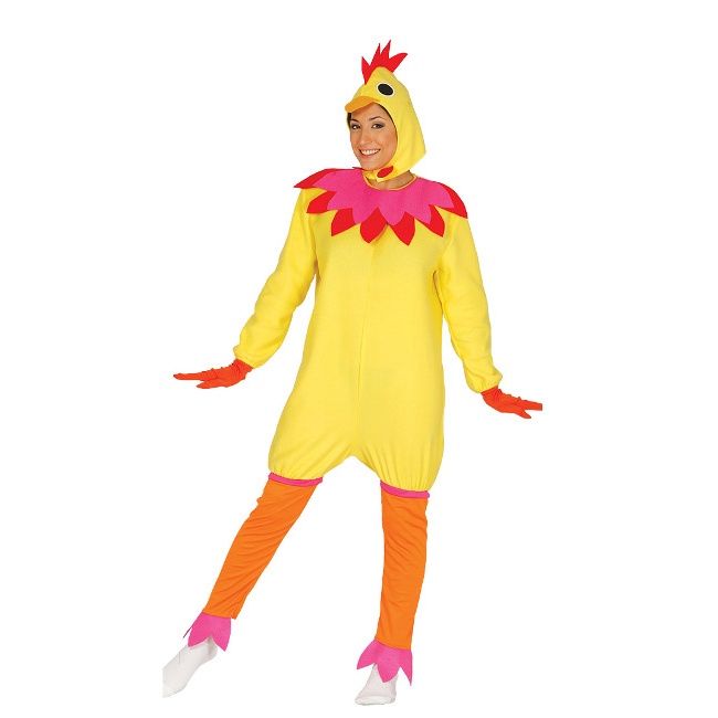 Vista principal del disfraz de gallo amarillo disponible también en talla XL