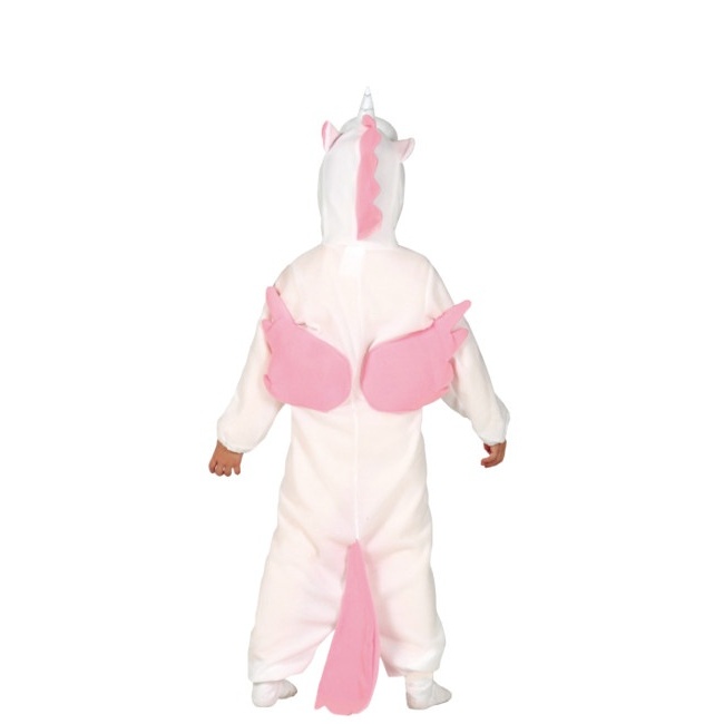 Foto lateral/trasera del modelo de unicornio rosa infantil