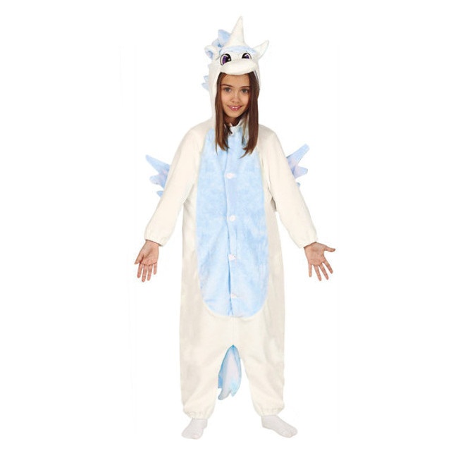 Vista delantera del disfraz de unicornio azul infantil en tallas 3 a 12 años