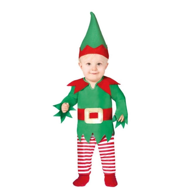 Vista principal del disfraz de enanito navideño en tallas 6 a 24 meses
