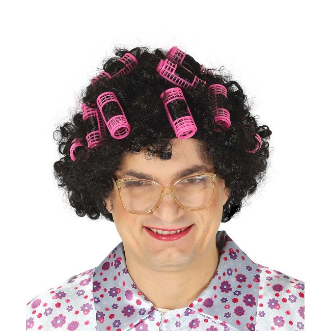 Peluca rosa rulos Clearance