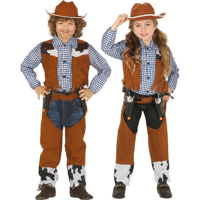 Vista principal del disfraz de vaquero cowboy del oeste infantil en tallas 3 a 12 años