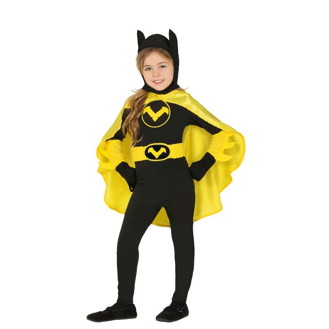 Vista principal del disfraz de héroe murciélago en tallas 5 a 12 años