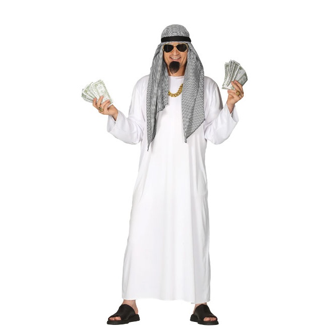 Vista frontal del disfraz de jeque del Emiratos