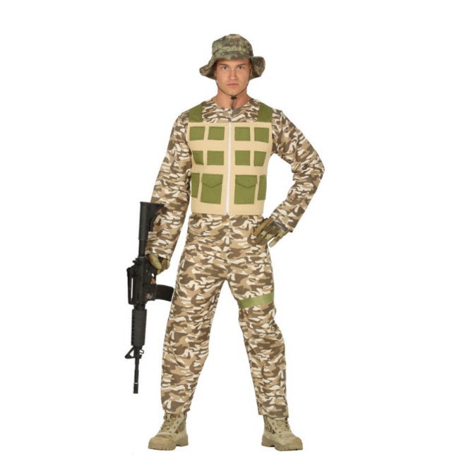 Vista principal del disfraz de soldado de las fuerzas especiales en stock