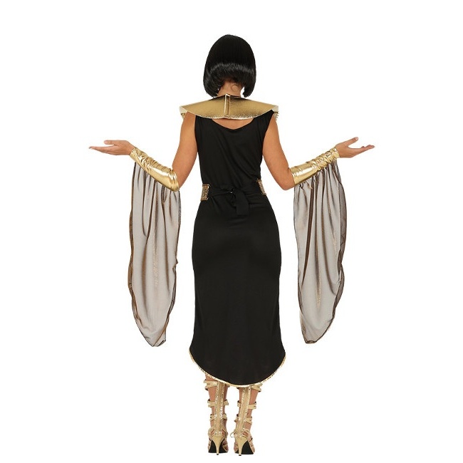 Foto lateral/trasera del modelo de faraón egipcio con túnica