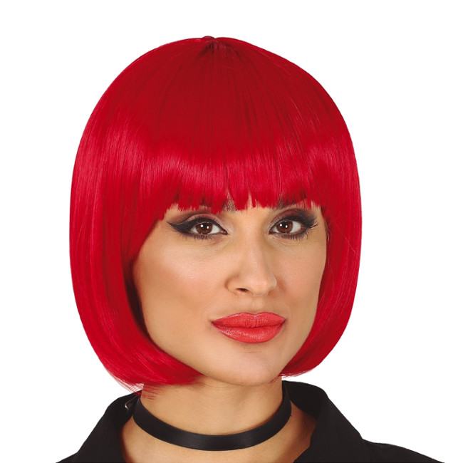 Vista principal del peluca de media melena roja en stock