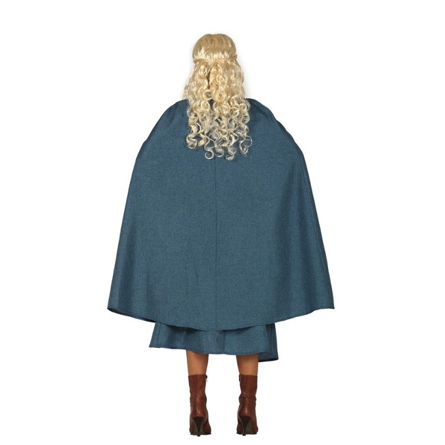 Foto lateral/trasera del modelo de la reina Daenerys con capa