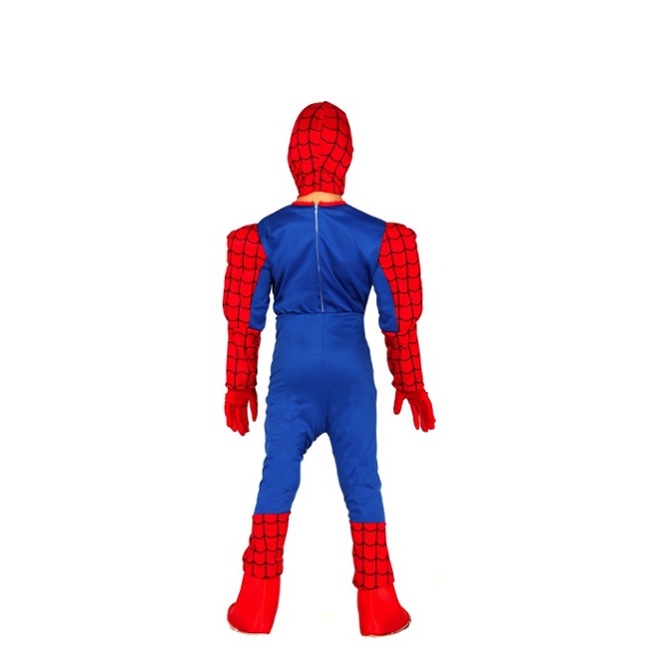 Foto lateral/trasera del modelo de hombre araña musculoso infantil