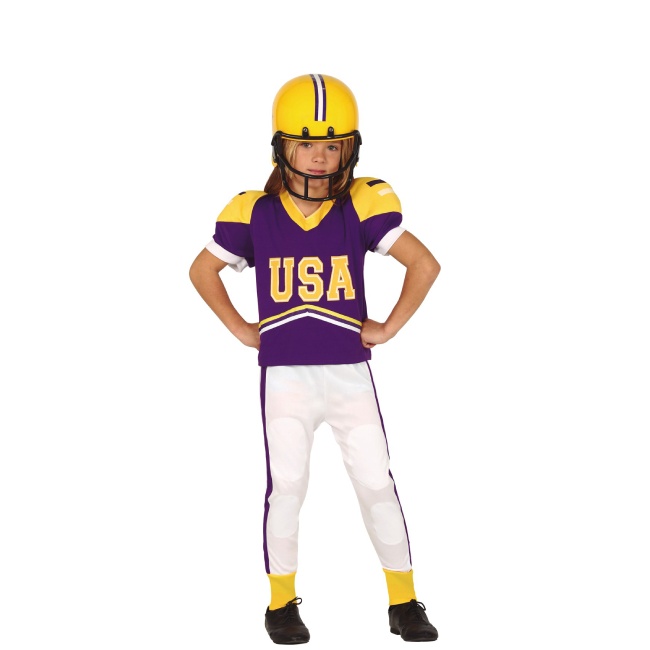 Vista principal del disfraz de quarterback universitario infantil en tallas 5 a 12 años