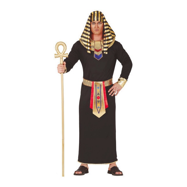Vista delantera del disfraz de faraón egipcio en stock