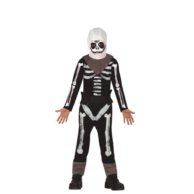 Vista delantera del disfraz de esqueleto bailarín en tallas 7 a 12 años
