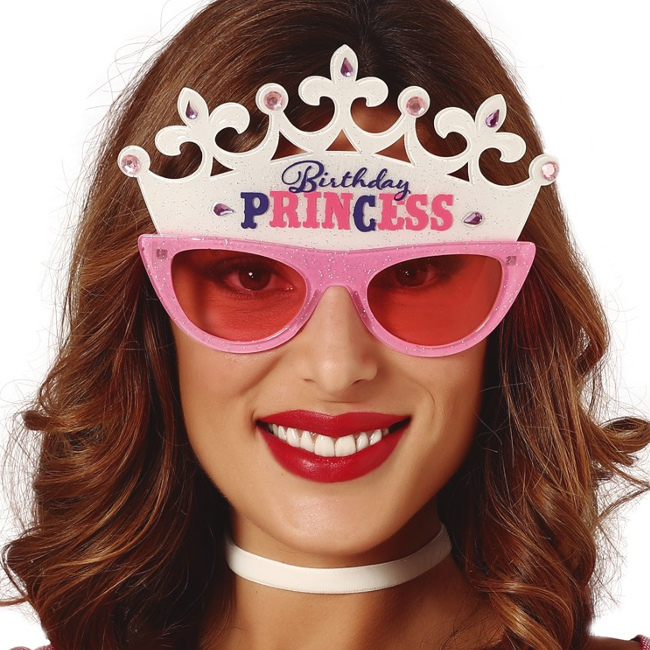 Vista delantera del gafas de cumpleaños princesa en stock
