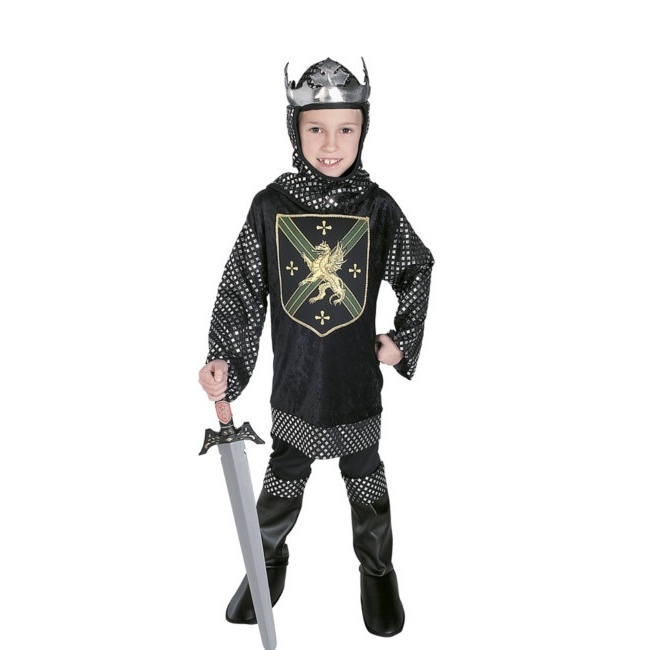 Vista frontal del disfraz de rey medieval infantil en talla 8 a 10 años