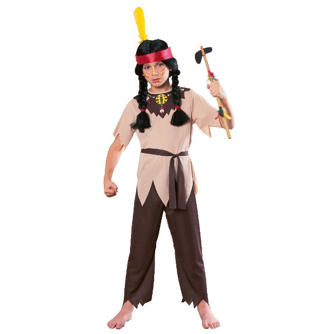 Vista principal del disfraz de indio infantil en talla 3 a 4 años