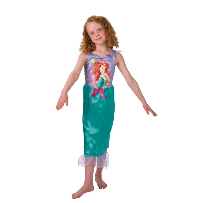 Vista frontal del disfraz de la sirenita Ariel infantil en talla 3 a 4 años