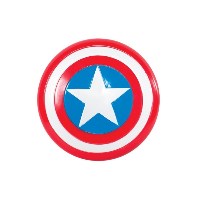 Vista frontal del escudo de Capitán América en stock