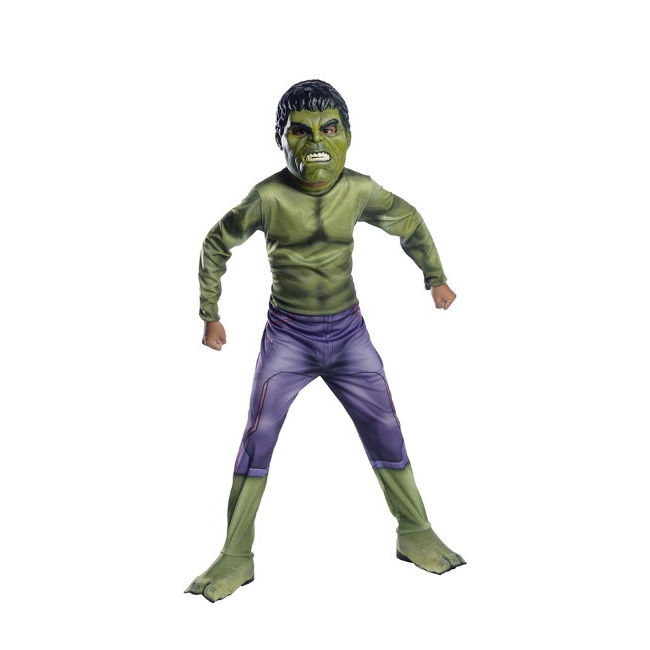 Vista delantera del disfraz de Hulk infantil en tallas 3 a 10 años