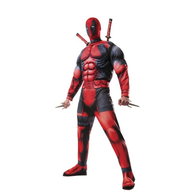 Vista delantera del disfraz de Deadpool en talla única