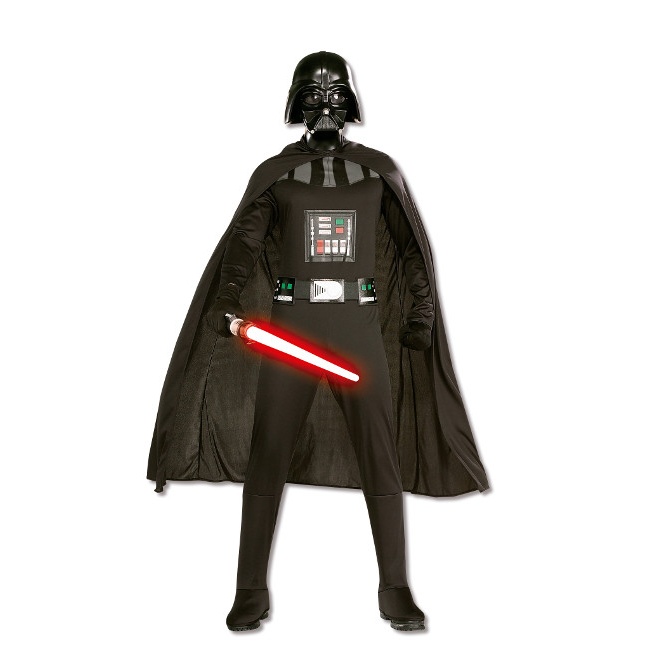 Vista principal del disfraz de Darth Vader con espada