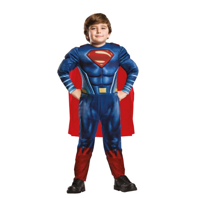 Vista delantera del disfraz de Superman musculoso en tallas 3 a 8 años