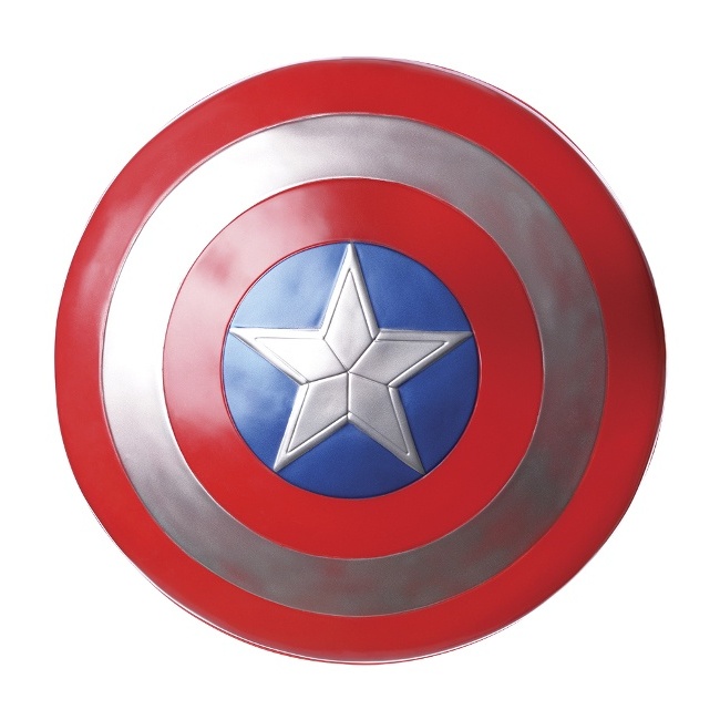 Vista frontal del escudo de Capitán América en stock