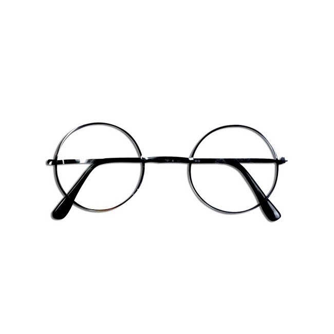 Vista frontal del gafas negras de Harry Potter en stock