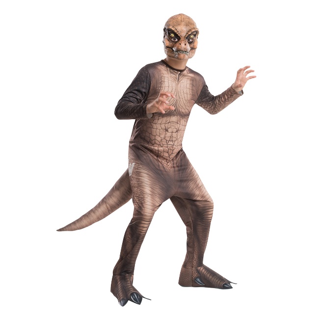 Vista principal del disfraz de dinosaurio T-Rex de Jurassic World infantil en tallas 4-6 a 10 años)