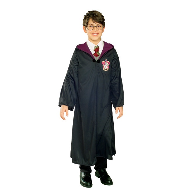 Vista frontal del disfraz de Harry Potter de Gryffindor en caja infantil en talla 4-6 (3 a 4 años)