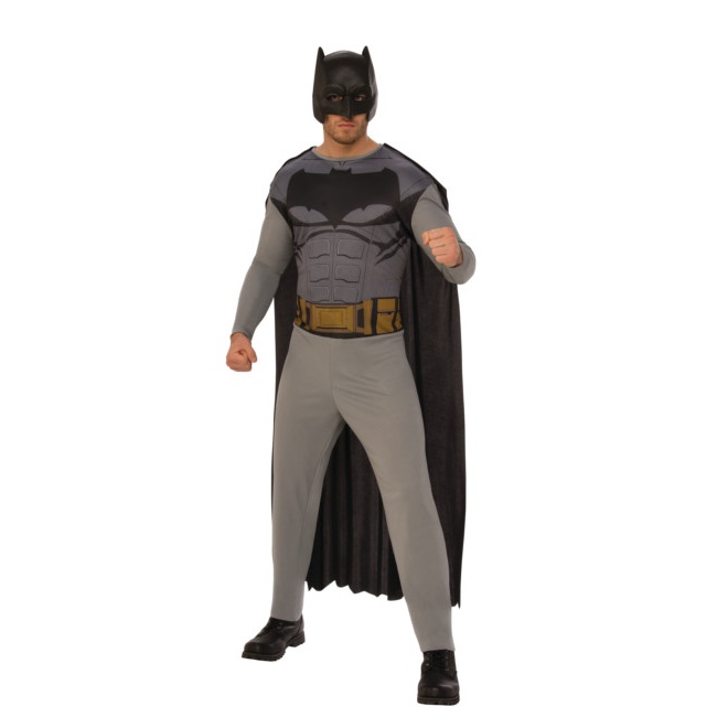 Vista delantera del disfraz de Batman con capa y máscara en talla única