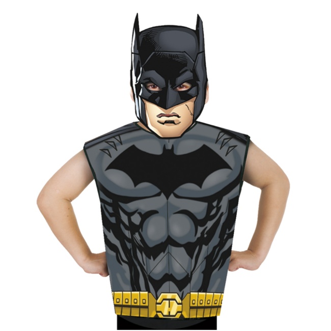 Vista principal del disfraz de Batman con camiseta y careta en stock