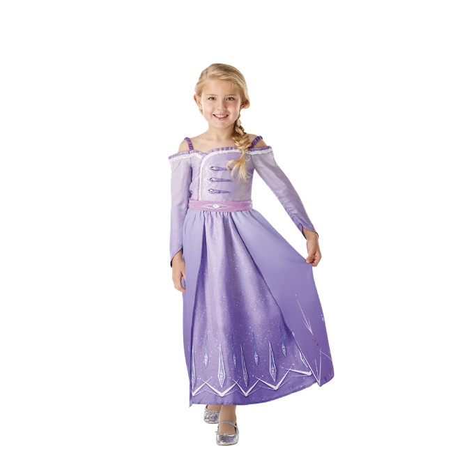Vista principal del disfraz de Elsa de Frozen II lila en talla 5 a 6 años