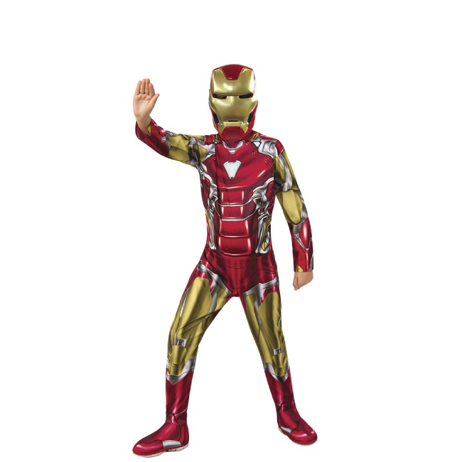 Vista frontal del disfraz de Iron Man Endgame Classic infantil en tallas 3 a 10 años