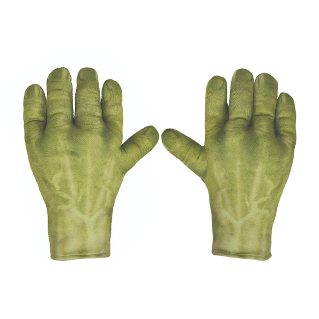 Vista delantera del guantes de Hulk en stock