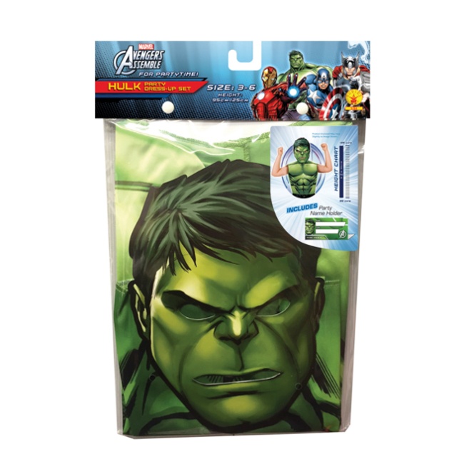 Foto lateral/trasera del modelo de Hulk con camiseta y careta