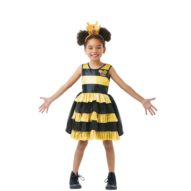 Vista frontal del disfraz de Queen Bee Lol en tallas 5 a 10 años
