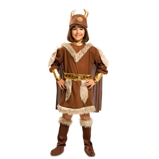 Alrededor Adjunto archivo Ortodoxo Disfraz de vikingo con capa, casco y cubre botas para niña por 21,50 €