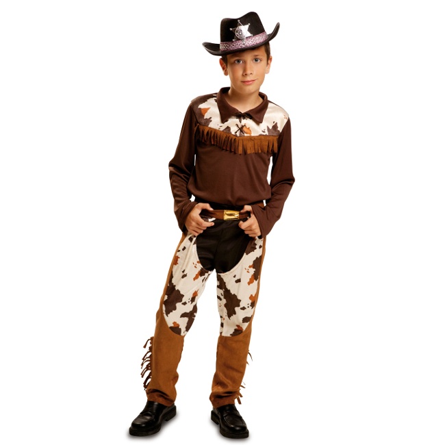Vista delantera del disfraz de cowboy en tallas 3 a 12 años