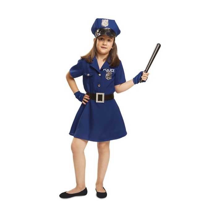 Vista frontal del disfraz de policía en talla 5 a 6 años