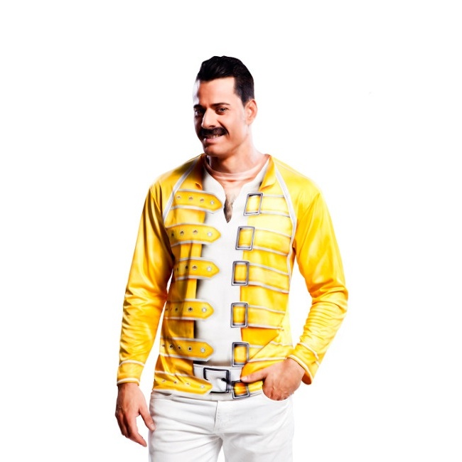 Vista frontal del camiseta disfraz de Freddie Mercury