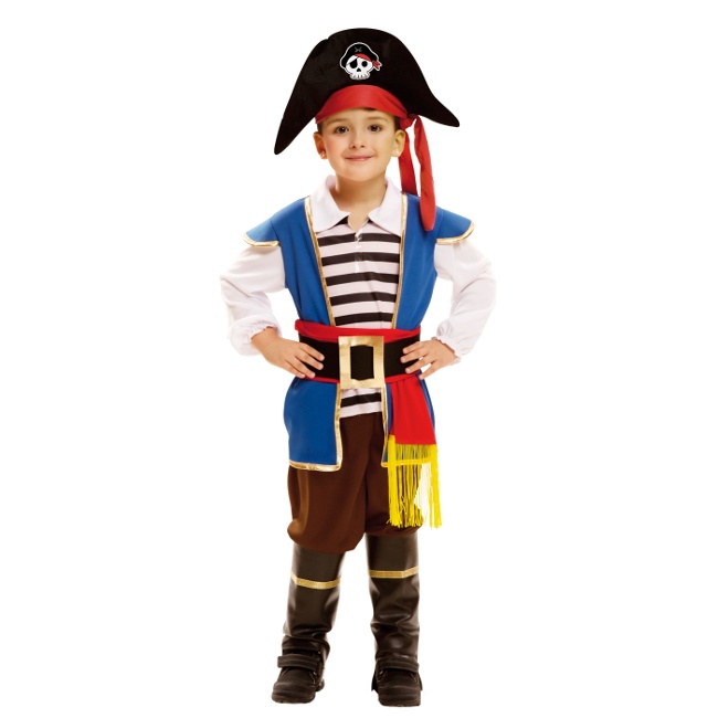 Vista principal del disfraz de aventurero pirata en tallas 1 a 6 años