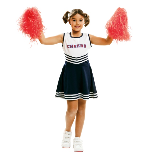 Vista principal del disfraz de cheerleader en tallas 5 a 12 años